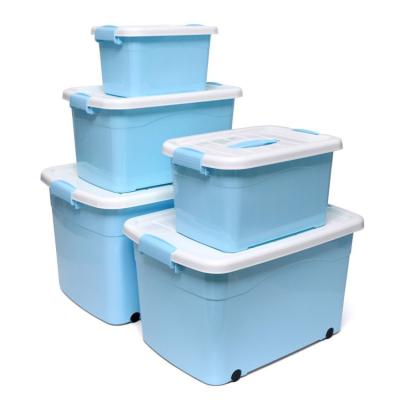 China De blauwe van de de Baby Plastic Opslag van 24L 30L van de Organisatorstorage bins with Deksels en de Wielen Te koop