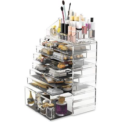 China 35l Home Glossy Acrylic Makeup Organiser Desk Storage Box For Cosmetic Te koop