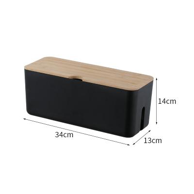 中国 Wooden Lid 34*13*14cm Cable Organizer Box Storage For Desk 販売のため