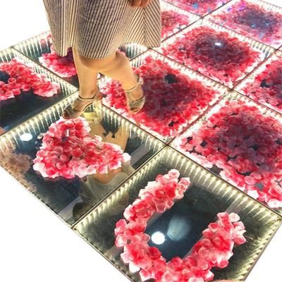 China Elegant Led Light Glass Led Flower Dance Floor ACS Wedding Decoration DIY Mirror Dance Floor With Flowers for sale