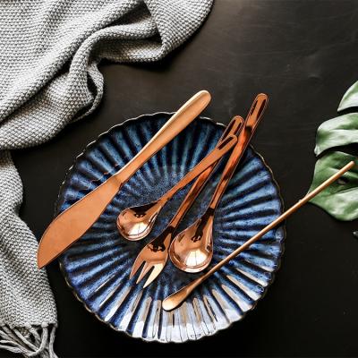 China Rose Gold Disposable Knife Fork Spoon Set Gold Cutlery Stainless Steel Friendly Flatware Sets Cutery Set for sale