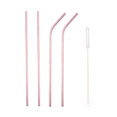 China Straight And Bent Disposable Colored Reusable Stainless Steel Drinking Straws With Cleaning Brush for sale