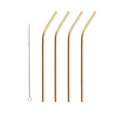 China Sustainable SS Stainless Steel Portable Straw PVD Gold Color Drinking Straw for sale