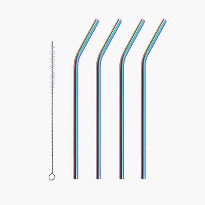 China Best Viable Selling Colorful Rainbow Metal Straw Stainless Steel Drinking Straw for sale