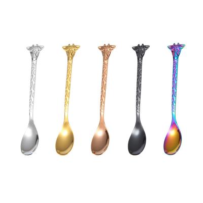 China High Quality Durable Giraffe Titanium Cute Handle Color Mini Coffee Spoon Stainless Steel for sale