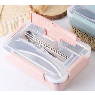 China Sustainable School Pincinc Desktop Portable Bento Lunch Box with Cutlery Set for sale