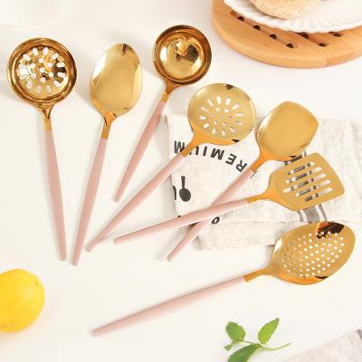 China Black Gold Stocked Cooking Tool Kit Rose Gold Cookware Set Kitchenware Set for sale