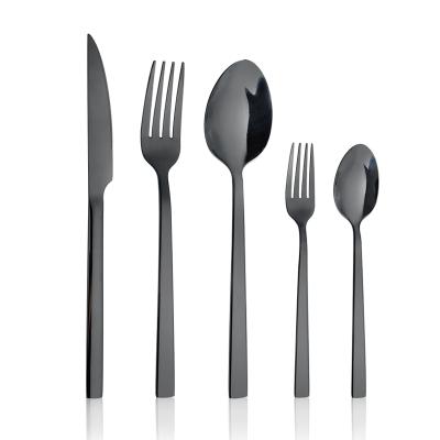 China Customized Wholesale 2020 Viable New Models Mirror Simple Black Flatware Cutlery Set for sale