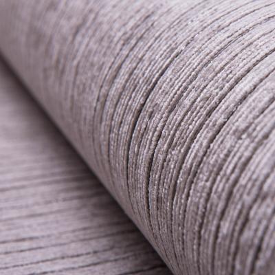 China Contemporary Luxury White Chenille Yarn Wallpaper With Metallic Stripe Wallcovering For Home Decoration for sale