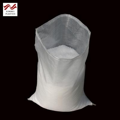 China Recyclable Clear Plastic Woven Sack PP Woven Sack Bag For Packing 50kg Fertilizer Grain Rice Sand Cement for sale