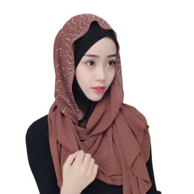 China Newest Selling Chiffon Scarf Shiny Chiffon Scarf Muslim Women's Fashion Scarf Hot Silver Diamond Scarf Hot Silver for sale