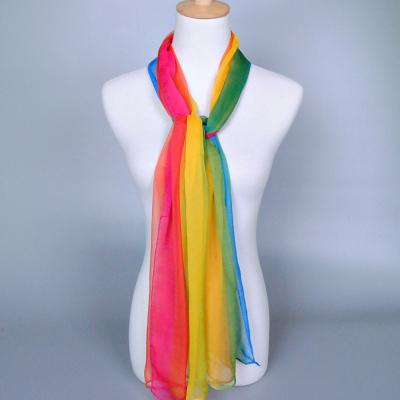 China Newest Georgette Scarves Gradient Color Soft Georgette Scarves Light Soft Muslim Shawls Accessories Wholesale Silk Popular Bright Scarves for sale