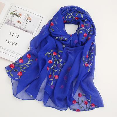 China Newest Scarf Fashion Hot Selling Sunscreen Embroidered Chiffon Women's Beach Towel Elegant Women Scarf Luxury Scarf Shawl for sale