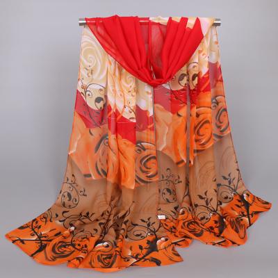 China Wholesale Newest Scarf Muslim Chiffon Scarves Fashion Printed Chiffon Printed Shawls Chiffon Fabric High Quality Luxury Printing for sale