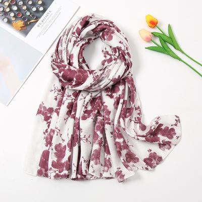 China Newest scarf new fashion ink printed scarf printed polyester scarf printed muslim women printed shawl for sale