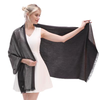 China European and American double-sided high-grade monochrome shawl 70*180 tassel of the newest autumn and winter gold scarf new and silk for sale