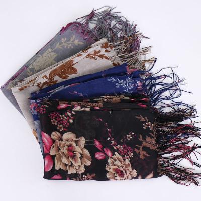 China Newest Popular Malaysian Printed Artificial Cotton Tassel Scarf Flower Printed Shawl Tassel Digital Printed Scarf 65*195cm for sale