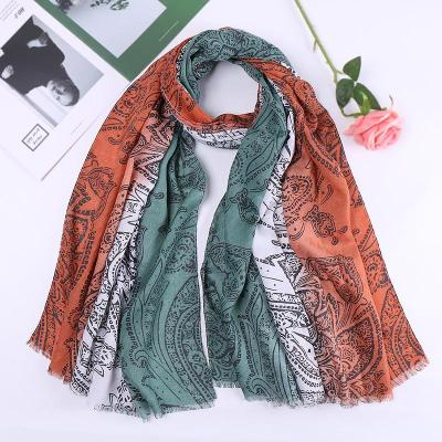 China NEWEST TR Cotton Newest Fashion Scarf Women's Scarf Women Digital Print Canvas Scarf 80*180cm Cashew Flower Shawl Cotton 80*180cm for sale