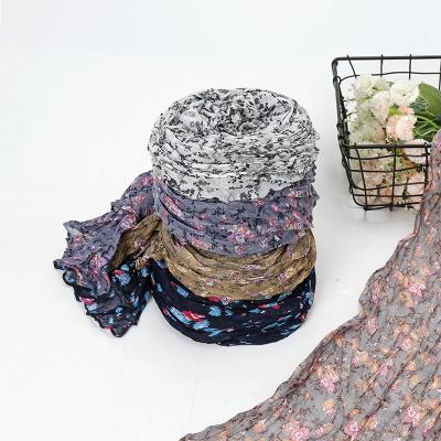 China Newest Fashion Scarf Female Muslim Wrinkled Soft Bali Yarn Shawl Wholesale Small Fresh Floral Print Scarf Printed Bali Yarn Scarf for sale