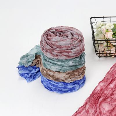 China Wholesale newest fashion monochrome scarf tie dyed soft and comfortable Bali yarn muslim wrinkled dirty dyed scarf Bali yarn shawl for sale