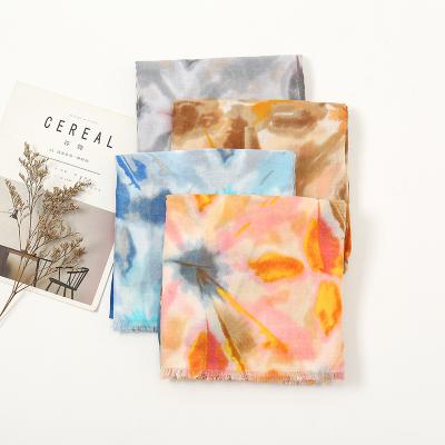 China Newest Scarf Color Tie Dyed Warm Balinese Linen Korean Soft Shawl Version Scarf Hand Cotton Muslim Balinese Print for sale