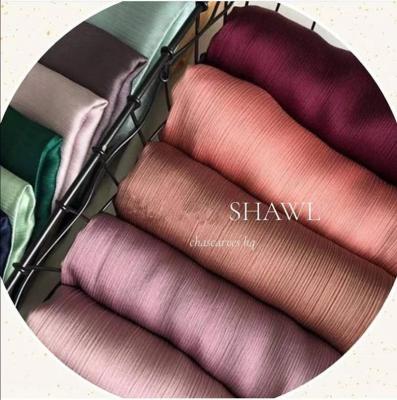 China 2021 Newest Scarf Satin Natural Wrinkle Pleated Malaysian Silk Satin Crepe Shawl Scarf for sale