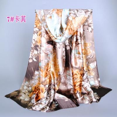 China Newest Design Scarf New Design Silk Satin Women's SI Muslim Scarf Printed Shawl Fashion Women's Satin Machine Print Scarf for sale