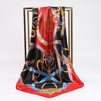 China Newest Fashion Silk Square Scarf Printed Satin Luxury Silk Printed Scarf Newest Hot Women's Scarf Muslim Women's Gifts Shawl for sale