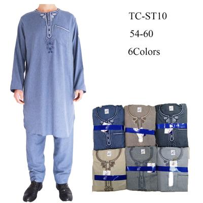 China Modest Muslimah Styling Wholesale Muslim Men's Long Dress Men's Worship Canvas Casual Clothing Fashion Embroidered Men's Clothing for sale