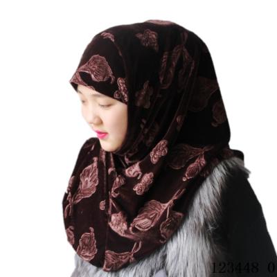 China 2021 Hot Sale Muslim Gold Velvet Embossed Ice Silk Women's Scarf Shawl Printed Headwear Wholesaler Wholesaler for sale