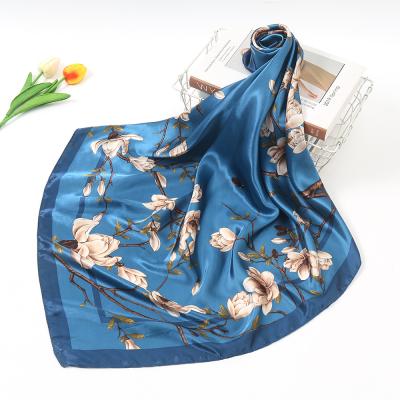 China Newest Imitation Muslim Women's Scarf Silk Scarf Digital Printed Silk Scarf Wholesale Small Square Towel for sale