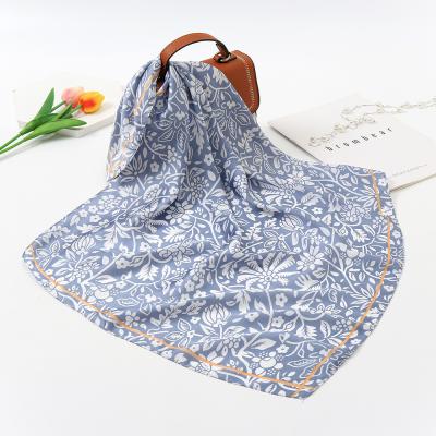 China Newest Hot Scarf 2021 Fashion Cashew Flower Printed Silk Scarf Women's Soft Pattern Square Towel 68*68cm for sale