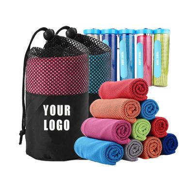 China Hypoallergenic Sport Cooling Custom logo top rated sublimation prints pva microfiber sports gym instant ice Towels sports with bottle for sale