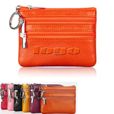 China Multi-function Genuine Leather Women Lady Wallet Clutch Short Small Coin Purse Brand New Soft Solid 3 Zip Square Bag 11 Colors for sale