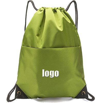 China Draw String Bag Promotional Waterproof String Backpacks Polyester Custom Draw String Bag Fitness Draw Front Zipper String Backpack for sale