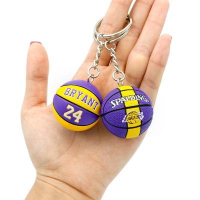 China Decorate Multi designs cheap basketball keychain rubber promotional gifts key chains souvenirs for Warriors and Lakers for sale