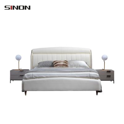 China New Type Laid Top Sale Steel Wood Skeleton Row Upholstered Bed King Size Solid Wood Bed for sale