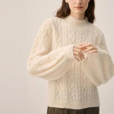 China Anti-wrinkle Custom Sweaters High Quality OEM Mohair Blend Autumn Winter Women Sweaters for sale