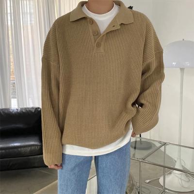 China Anti-wrinkle Knitted sweater Man Knitted Half Button Up Shirt Collar Sweater for sale