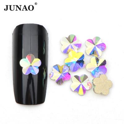 China For Bulk Packing Crystal Rhinestone Glass Crystal Stones Flatback Nail Art Flower Shape Nail Art Decoration JUNAO 6mm Fake Stone Nails For DIY Nails for sale