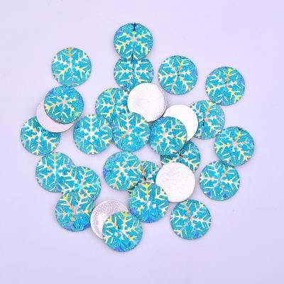 China Flatback 16mm AB Round Resin Crystal Stones Glue On Snowflake Blue Green Rhinestones For Clothes for sale