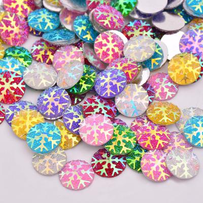 China Non Hotfix Rhinestones Round Flatback 12mm ab Applique Stones Resin Crystal Gems Glue On Snowflake For Crafts for sale