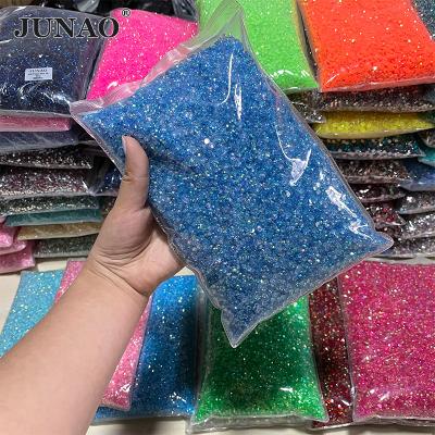 China JUNAO 2mm 3mm 4mm 5mm Lightweight Resin 6mm Transparent Crystal Stone Non Hotfix Rhinestone of Sapphire ab Strass de Flatback for sale