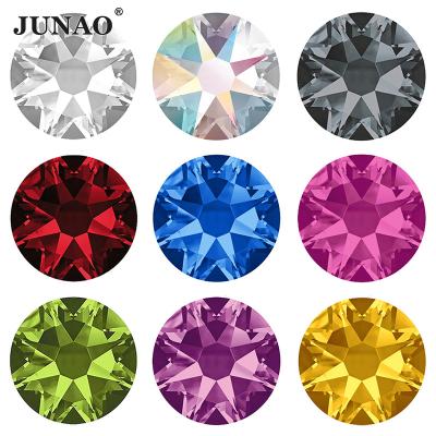 China JUNAO Flatback SS6 SS8 SS12 SS20 Wholesale 16 Pack Bulk Cut Faceted Rhinestone Diamond Rhinestone Glass Flatback Crystal For DIY for sale