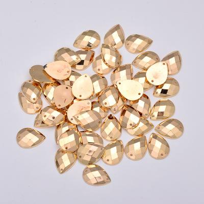 China Crystal Stones Sew On Scrapbook Acrylic Gems Gold Beads 18*25mm Flatback Gold Drop Rhinestones Rhinestones 13*18mm For DIY for sale