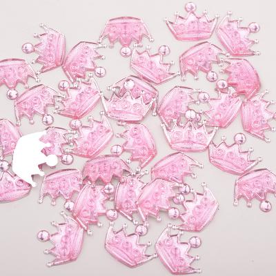 China Flatback Shape 15x20mm Crown Pink Color Acrylic Strass Diamond Non Sewing Crystal Stone Flatback Crystal Rhinestone Applique For Crafts for sale