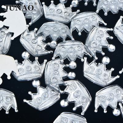 China JUNAO Flatback Fancy Crown 15*20mm Shape Clear Color Crystal Stones Non Hotfix Acrylic Rhinestone For DIY Crafts for sale