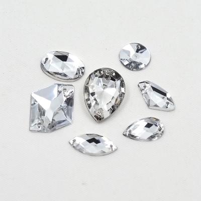 China Mix Size Shape Flatback Sew On Clear White Rhinestone Applique Crystal Stones Sewing Acrylic Gems Flatback Rhinestone For Clothing for sale