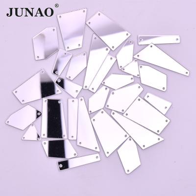 China JUNAO Flatback Wholesale Over 20 Shapes Rhinestones Crystal Mirror Finish Sew On Flat Back Acrylic Fake Stones For Party Dress for sale