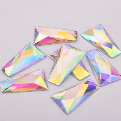 China Flatback Like Big Crystal Applique Flatback Resin Stones 13*27*44mm Trapezoid AB Rhinestone For Clothes DIY Crafts for sale